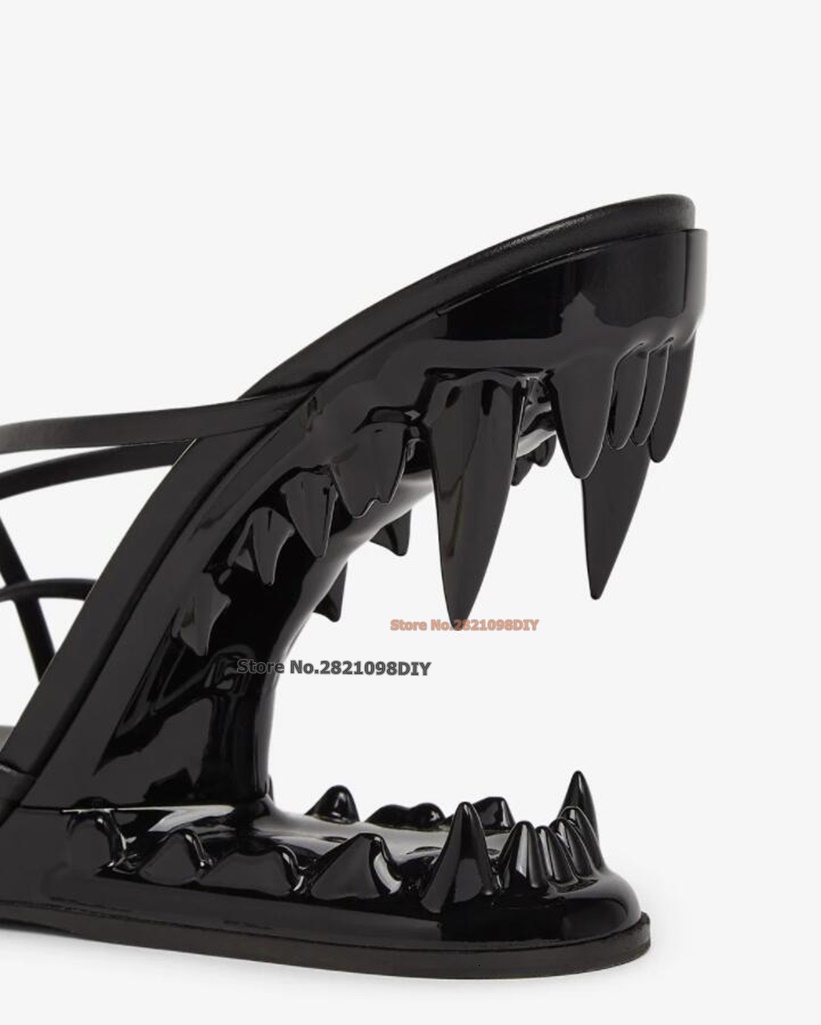 Sier Black Thongs Sandals High Heel Women 3D Mouth Slip On Heeled Party Shoes Criss-Crossed Flip-P Sg