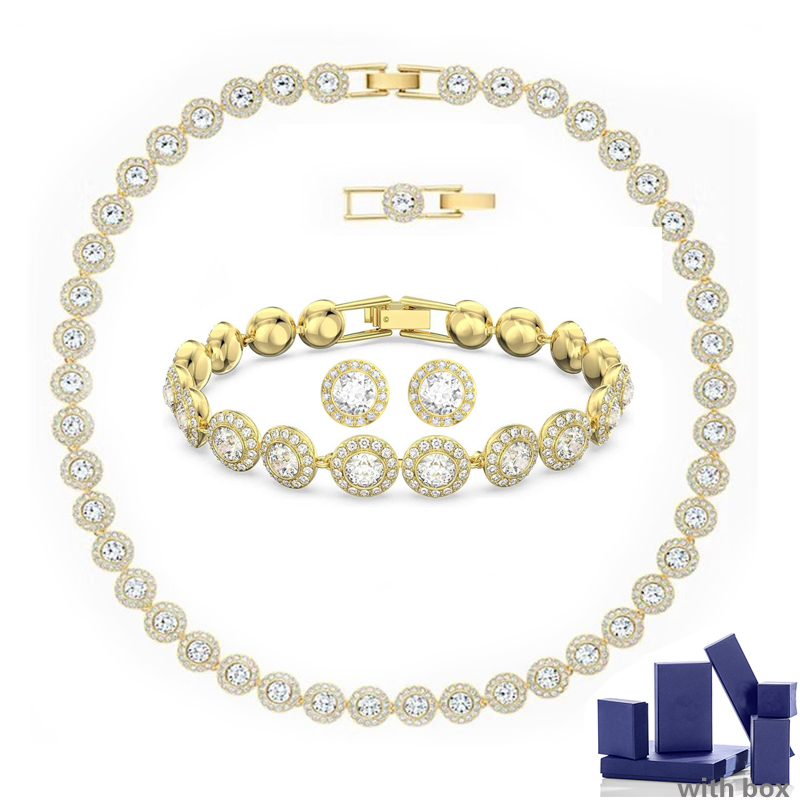 classic tennis necklace designer for women making of stainless steel plate gold jewelry woman inlaid crystal diamond iced out chain luxe Valentines Day gift With Box