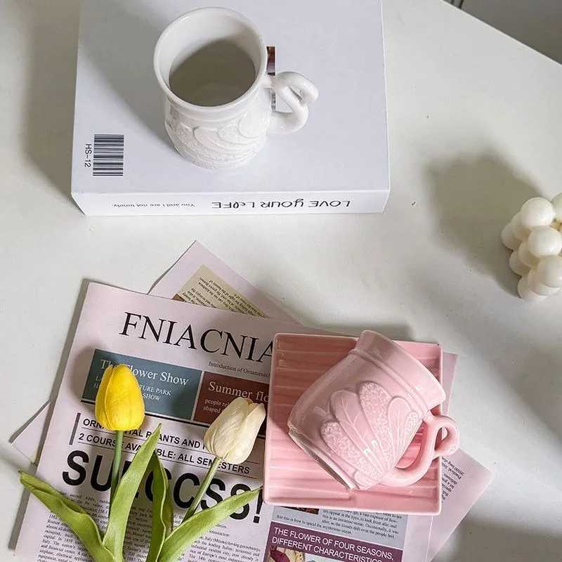 Swan Coffee Cup Luxurious French Exquisite Ins Nordic English Light Luxury Retro Afternoon Tea Cup and Sauce Y241211