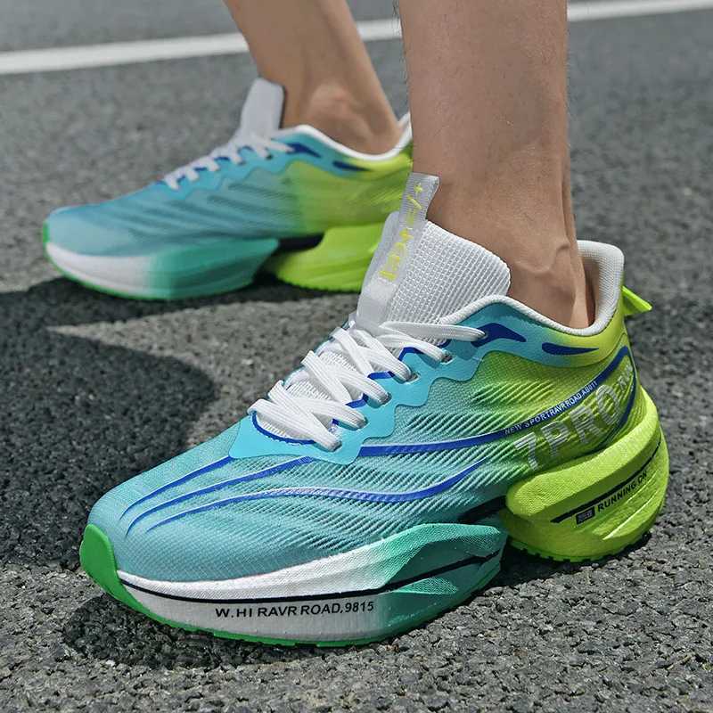 Marathon Carbon Plate Sports Running Shoes Men Breathable Lightweight Women Outdoor Comfortable Nonskid Training SneakersC250304