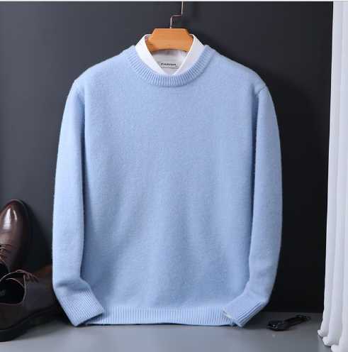 Mens Mink Cashmere Sweater O-Neck Pullovers Knit Large Size Mink Sweater Winter New Tops Long Sleeve High-End JumpersXJ240814