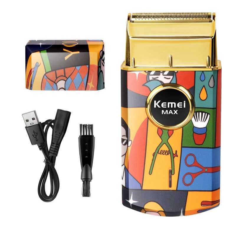 Kemei Titanium Double Foil Reciprocating Electric Shaver Professional Hair Clipper Shaver Mens Graffiti Pattern KM-RS7098 W241212