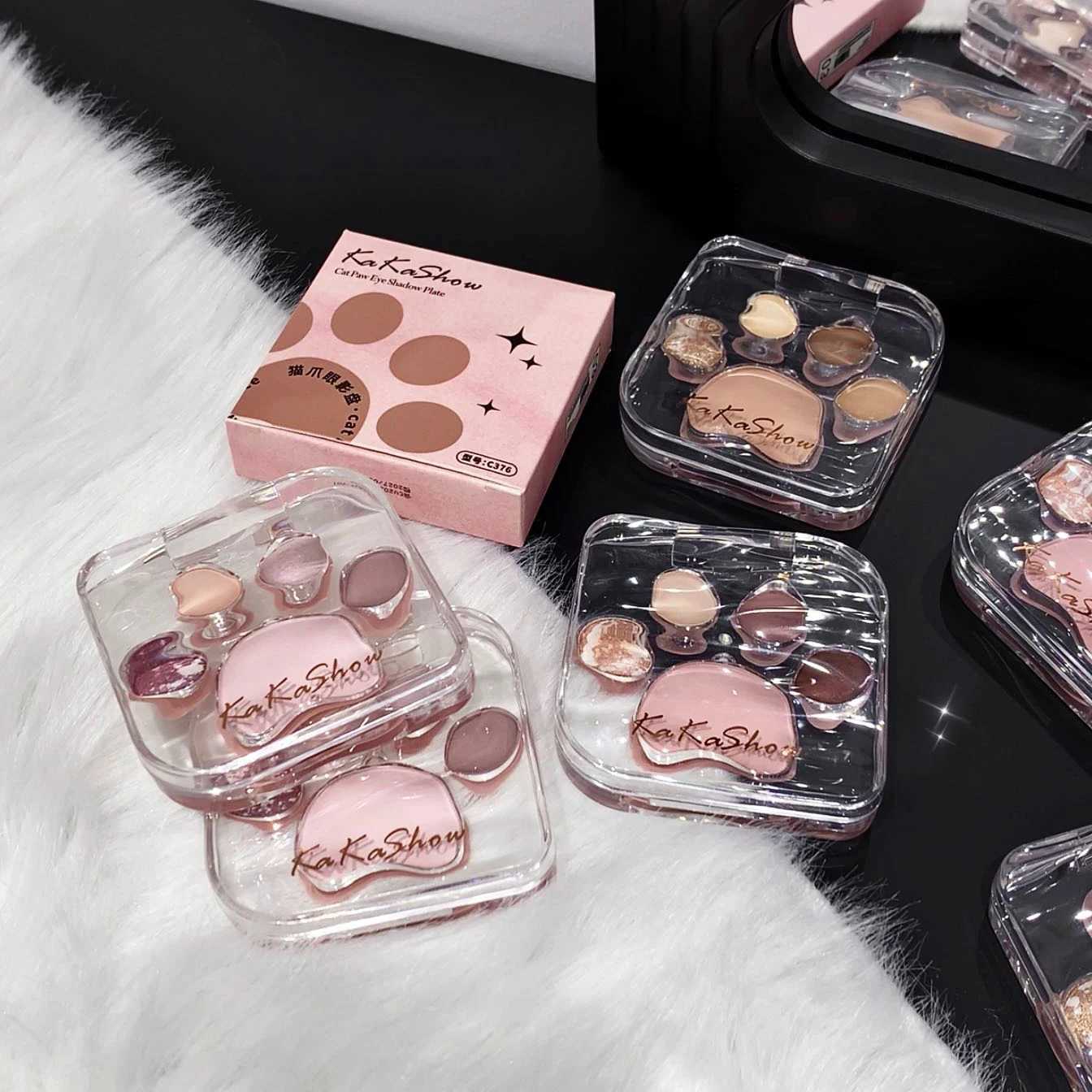 Cat mat glitter eye shadow shimmer matte velvet Korean cheek B composite makeup 5 color eye shadow palette pigmentW241212