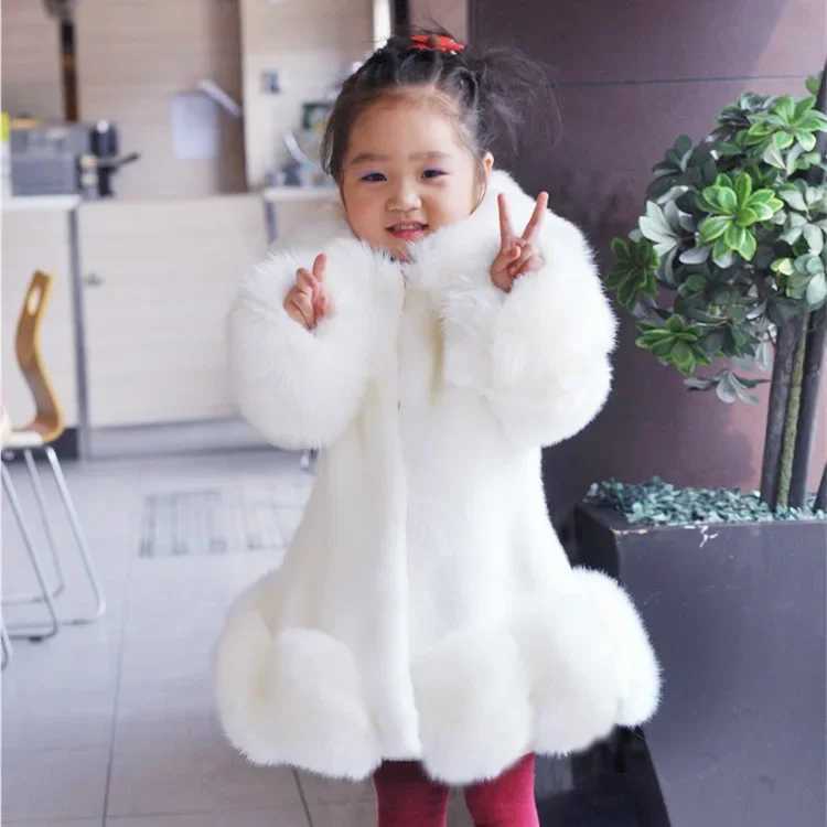 Winter Clothes for Girls 2023 New Kids Boutique Coat Thicken Korean Imitation Fur Autumn Fox Hair Cotton Warm Large Fur CollarXJ241211