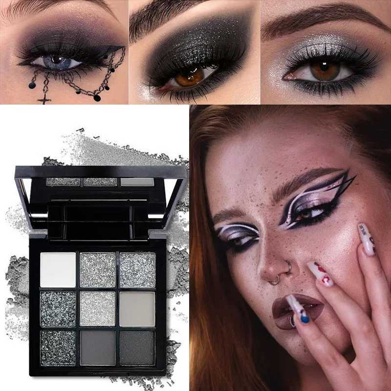 9-Grid Red Eyeshadow Palette Purple Glitter lescent Matte Eye Shadow Shimmer Makeup Long Lasting Women Beauty Eye CosmeticsW241212