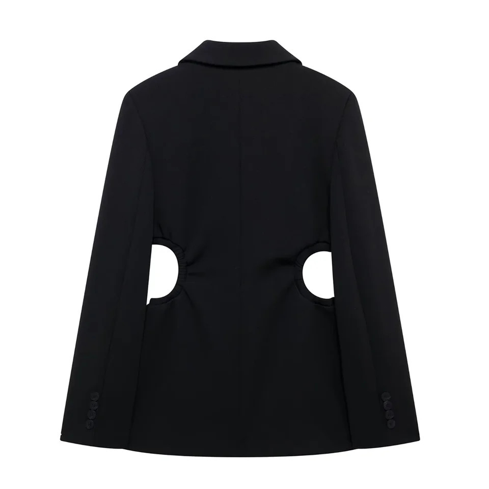 RZRA AutumnWinter Product Womens Open Waist n Flip Collar Long Sleeve Casual Suit Coat 241209