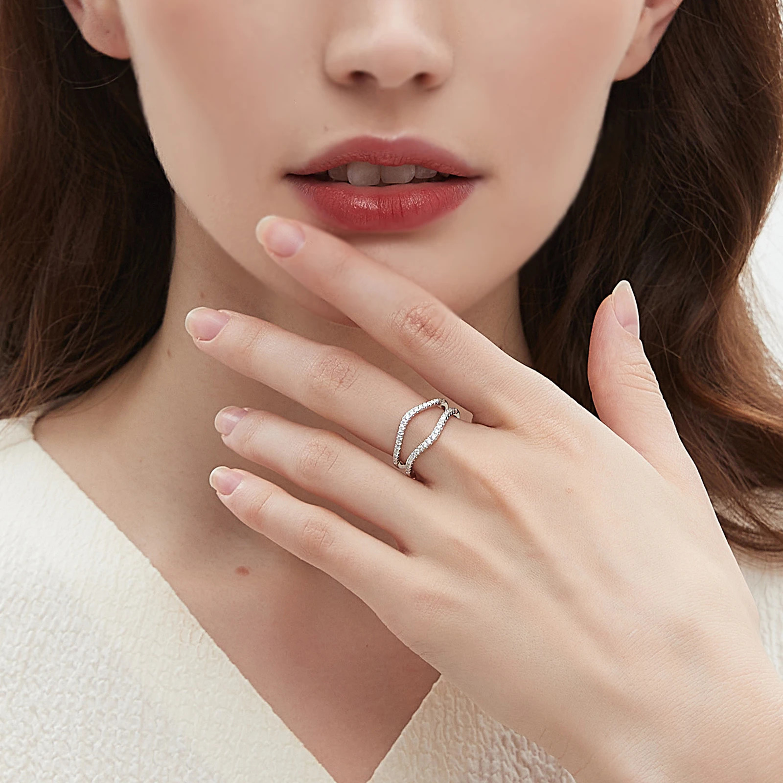 she 925 pure silver reinforcing agent made of all Mo silica womens engagement ring size 512 241210