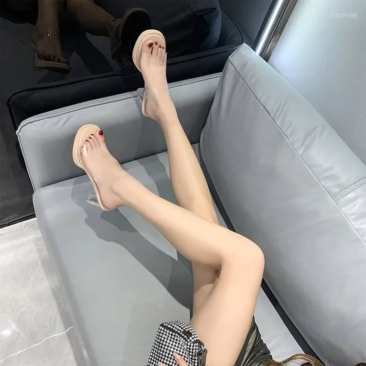 Slippers Shoes Womens Outdoor Big Size Rubber Flip ps Low Pantofle Heeled Mules Jelly Slides Fashion Hawaiian 2024 High Trans