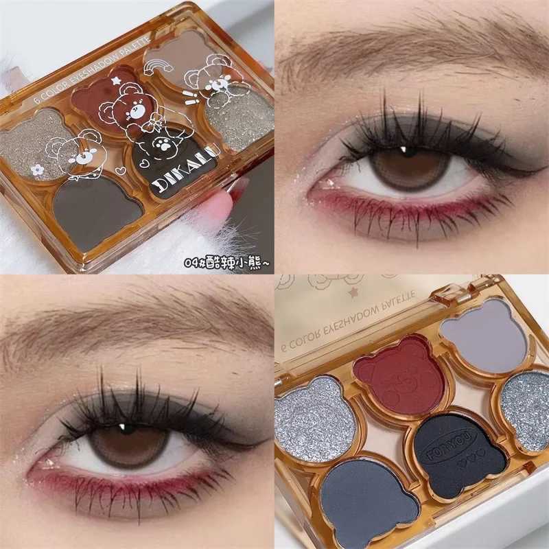 DIKALU Bear Swan Ballet Six eye shadow Palette Matte Fine Glitter Light Grey Red Black eye shadow Burgundy WholesaleW241212