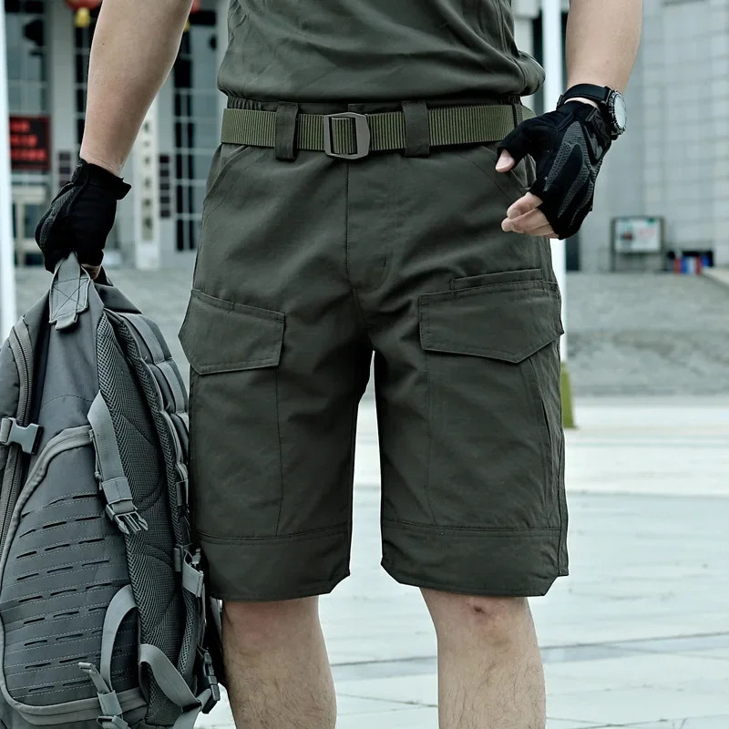 Mens shorts summer tactical cargo shorts quick drying mens shorts wear-resistant and breathable beach shorts 241211