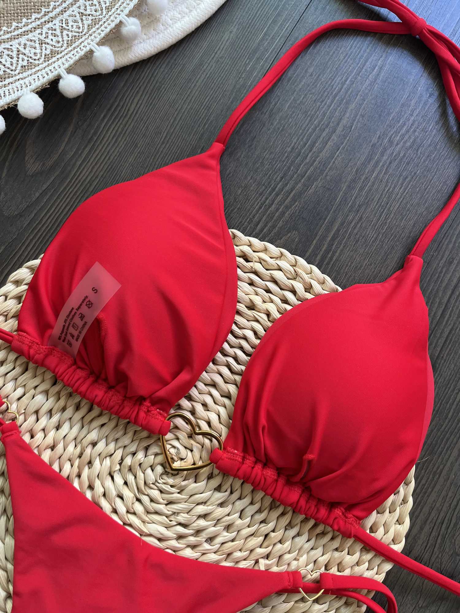 Sexy Red Swimwear Beach Surfing Bikini 2024 Women Party Suit Band 2 Piece SwimsuitXJ241212