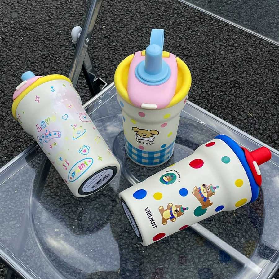 1Pc girl cute and fashionable stainless steel hot cup 760ml large capacity outdoor sports water cup handheld cup for direct drinking straw dual-use Y2