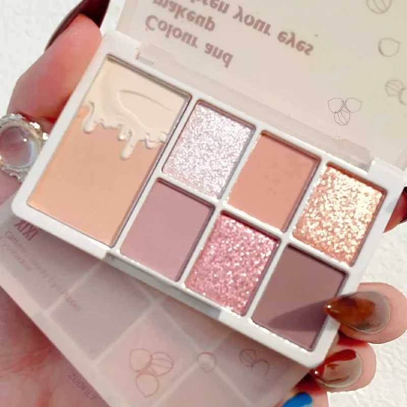 Seven color eye shadow palette matte shiny waterproof durable pigmented bright eye makeup portable cosmeticsW241212