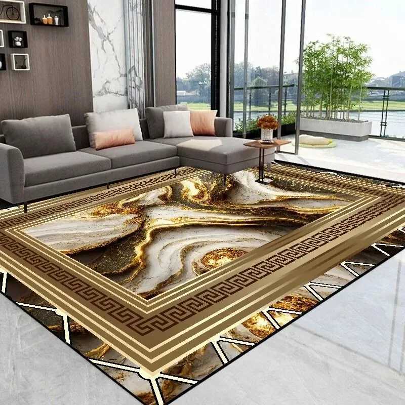 Modern Luxury Golden carpet for living room Abstract Decoration Large Carpets Coffee Table Side Rug Rooms Decor Mat tapis salonXJ241211
