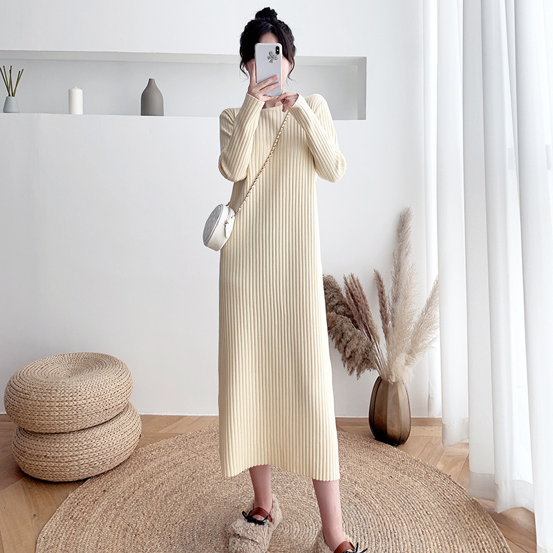 G11118Large size sweater dress for women autumn and winter new thick Korean loose bottom long knee-length knitted dress