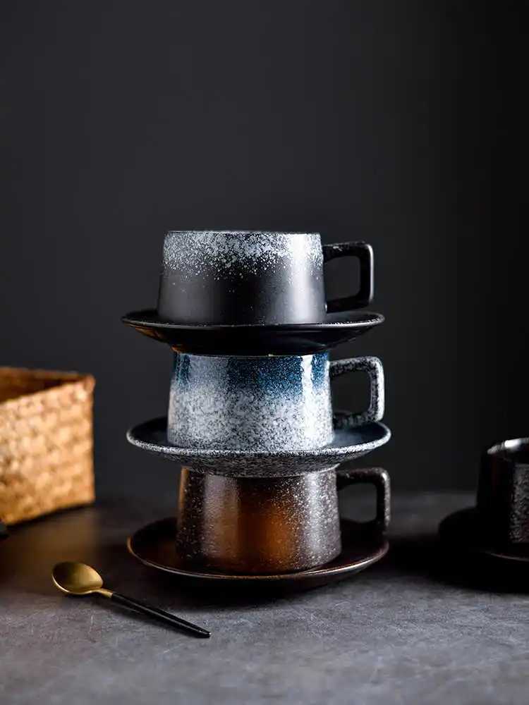 New retro style coffee cup tableware set premium light luxury cup plate set premium beauty Japanese milk cup high-end exquisite warm Y241211