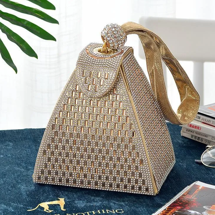 Pyramid ShapeSmall Clutch With Gold s Evening Bags Bridal Clutches Formal Party Dress Purse