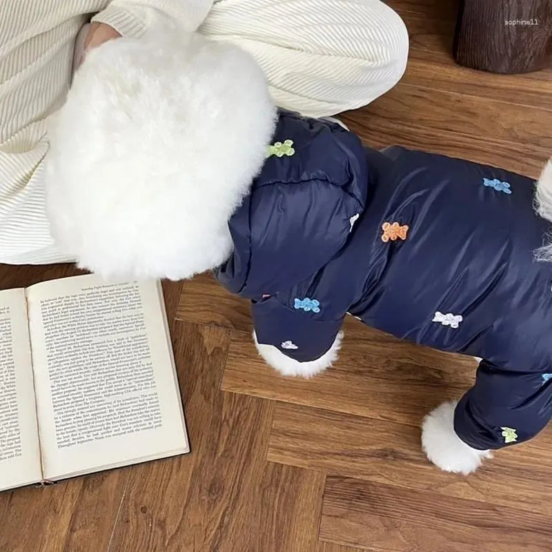 Dog Apparel Pet Four Legged Parks Teddy Jumpsuit Embroidered Coat Autumn And Winter Clothing Small Yorkshire Puppy HF69
