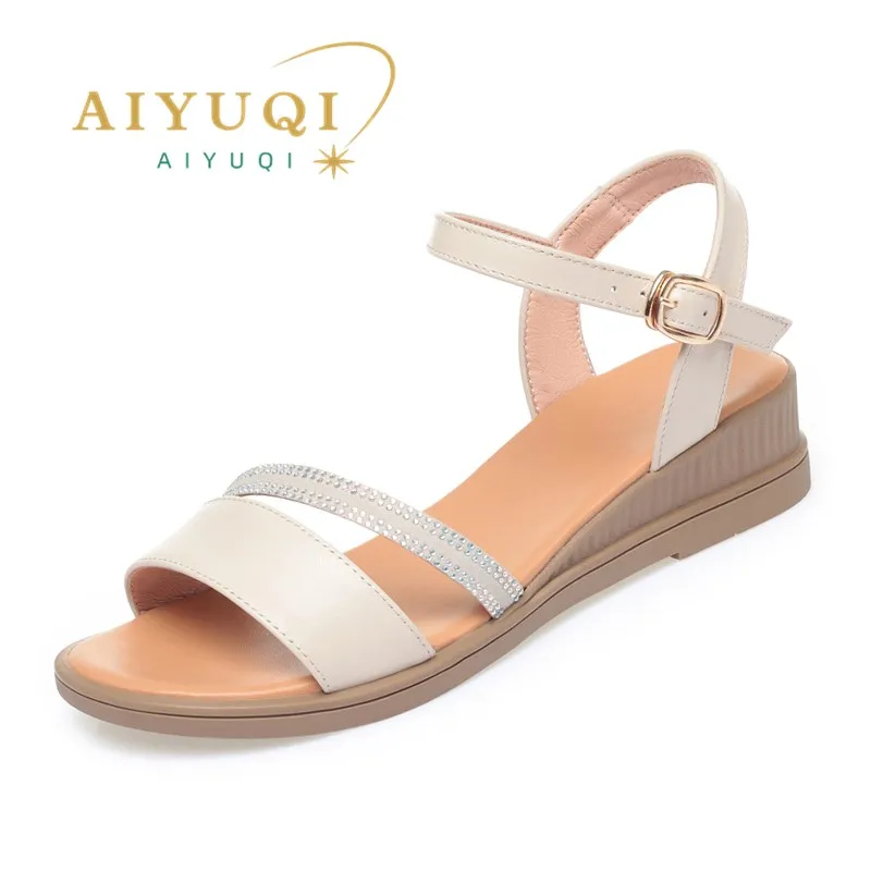 AIYUQI Women's Sandals Summer Mom Sandals Wedge Anti Slip Large Size Women's Sandals