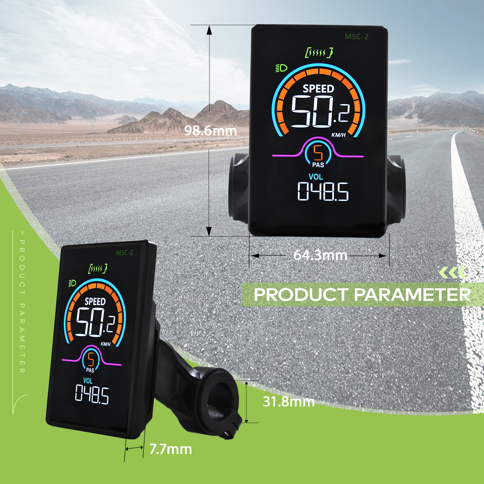 Electric Bikes and Scooters M5C-2 Display Cycling Computer with Real-Time Data Tracking