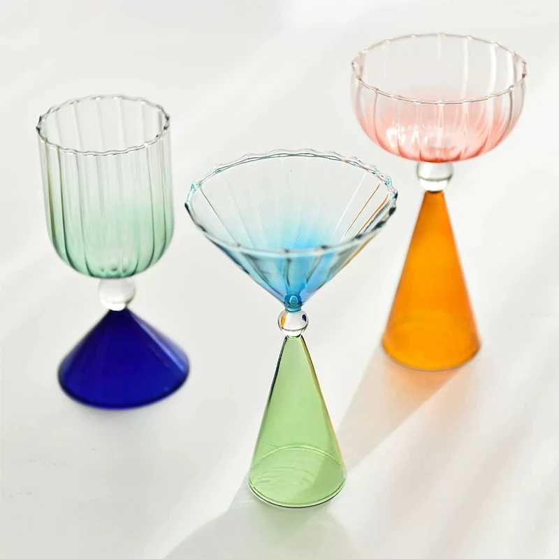 Gradient Cup Creative Two Tone Irragar Water Sensing Wine Cup Mojito Champagne Margarita Cocktail Premium Ripple Cup Y241211