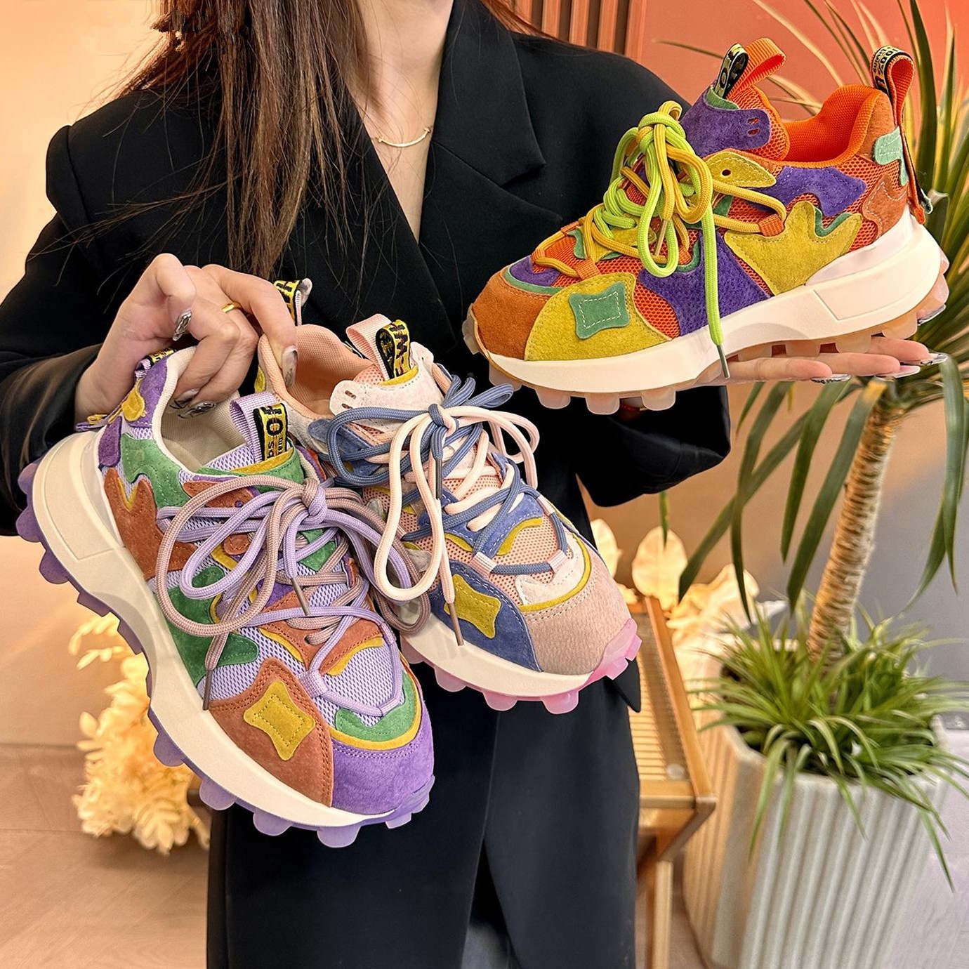 Hong Kong style fashion daddy 2025 spring NEW hot new hot ins student casual heightening sports shoes female Size 35-40