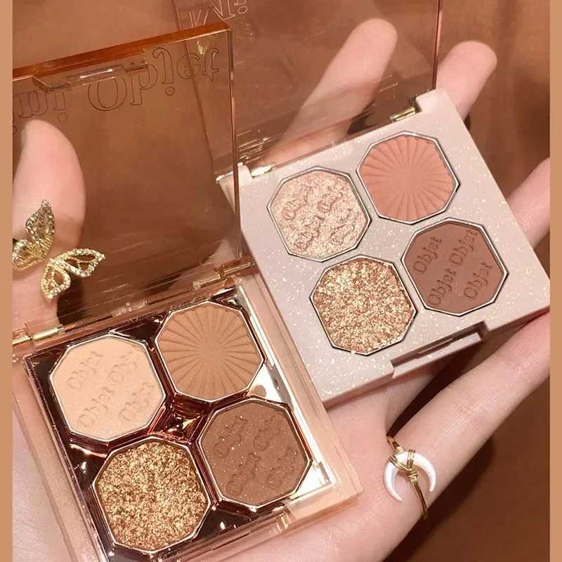 New 4 Colors Eyeshadow Palette Portable Makeup Highlight Matte Shimmer Eyeshadow Shiny Long Lasting Natural Eyeshadow CosmeticsW241212