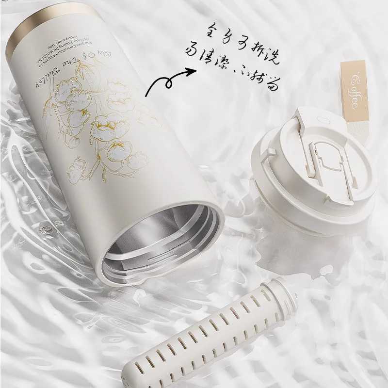 500ml ceramic lined coffee stainless steel tea coffee hot air flame travel portable large capacity crazy bottle Y241211
