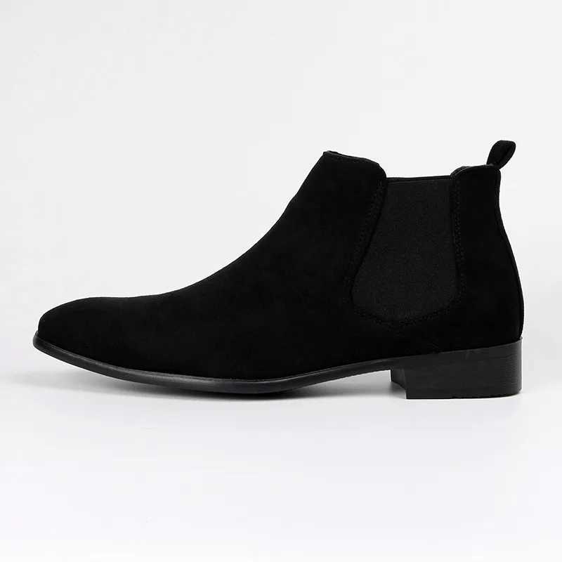 Mens frosted suede Chelsea Boots square toe mens autumn shoes with stylish mens ankle boots large size 48 D610XJ241212