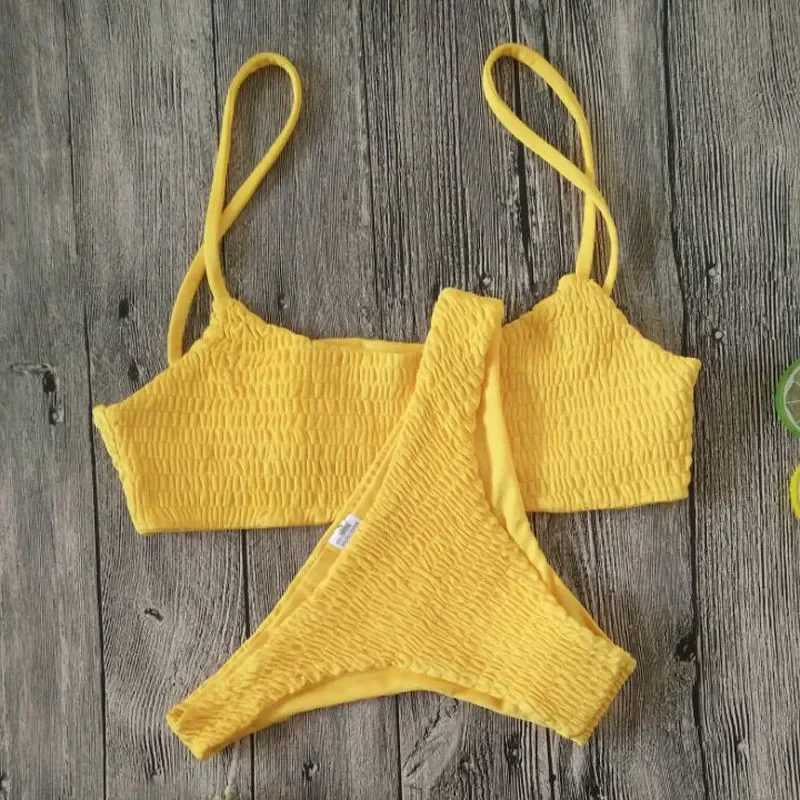 Bikini For Women Fold Push-Up Knitting Bra Bandage Bikini Set For Women Summer Holiday Beach Bathing SuitsXJ241212