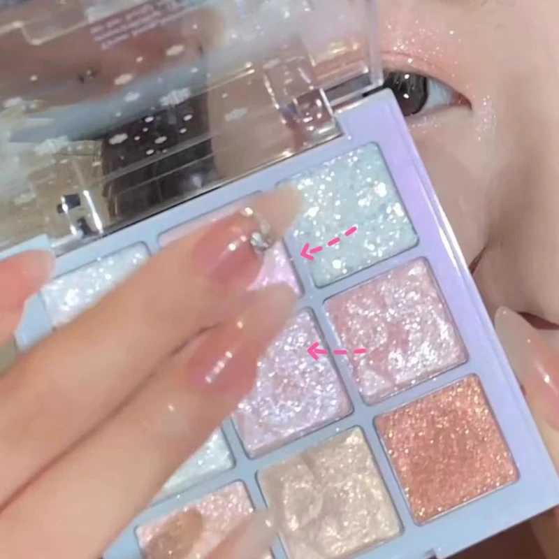 Snowflake Eyeshadow Palette Diamond Glitter Eye Shadow 9 Colors Polarization Flash Highlighter Brighten Eyeshadow Shiny MakeupW241212