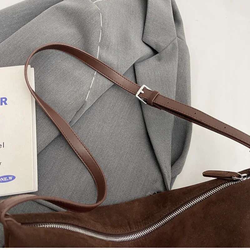 Women's Slouchy Vintage Frosted Suede New Fall/Winter Shoulder Underarm Simple Tote Large Capacity Commuter Bag