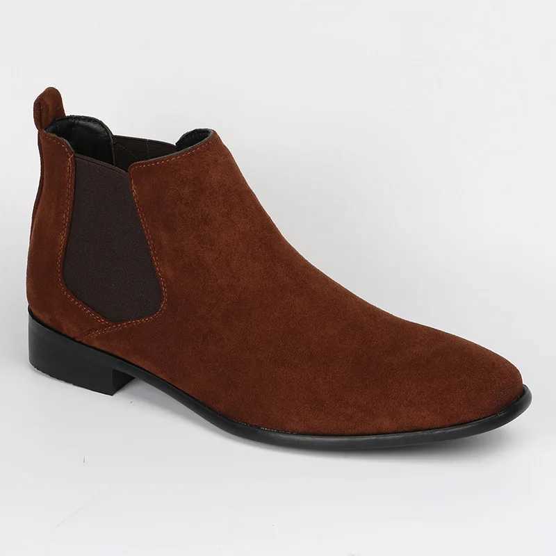 Mens frosted suede Chelsea Boots square toe mens autumn shoes with stylish mens ankle boots large size 48 D610XJ241212