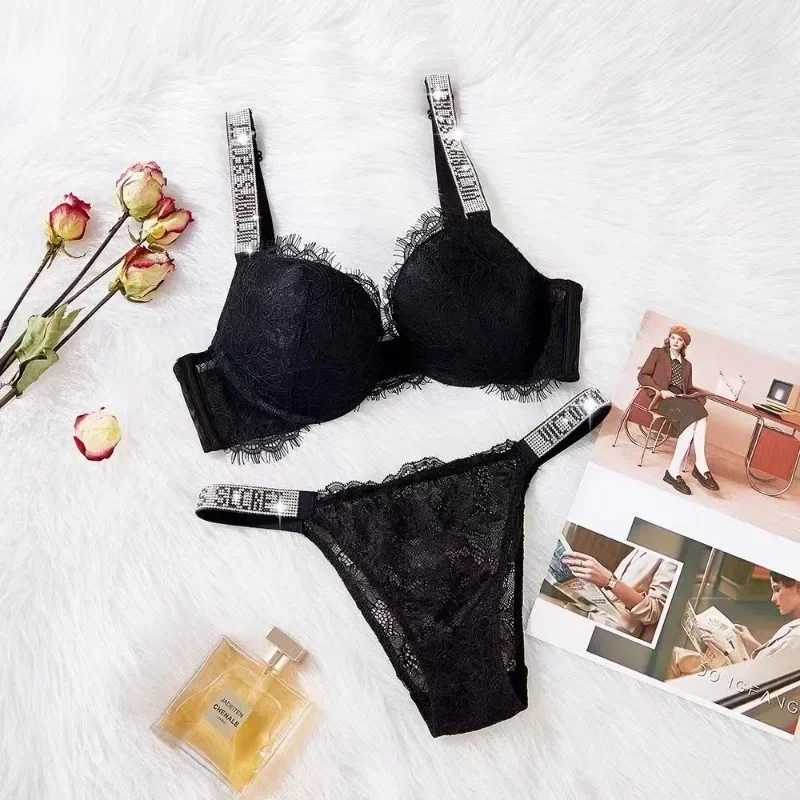 New Womens Sexy Bra and Panty Set Comfortable push up Shapewear Adjustable Padded Gathered Lace Lingerie SetXJ241212