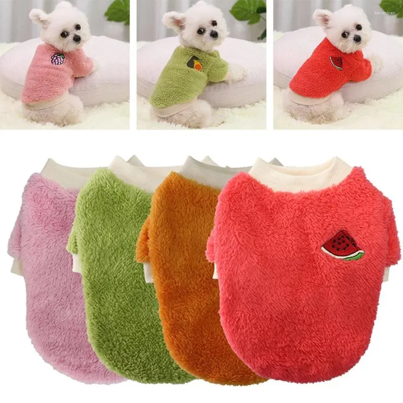 Dog Apparel Pet Vest Fruit Pattern Thicken Warm Cat Soft Fluffy Pullover Shirt Fleece Jumper Coat Plush Autumn Clothes HF29