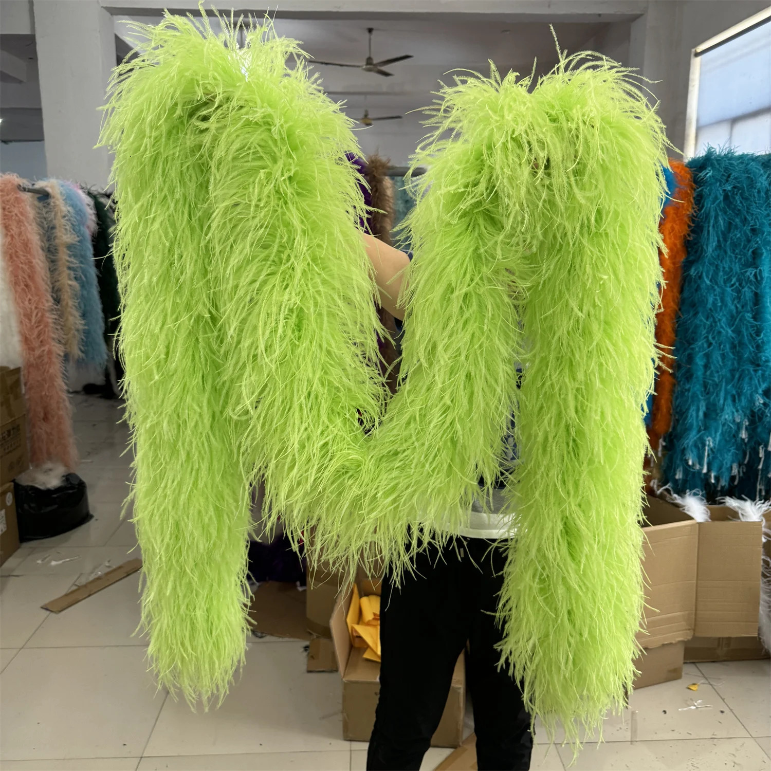 2-meter mint green ostrich feather Boa 2Ply/6Ply/8Ply/10Ply/20Ply custom feather scarf shawl wedding carnival costume decoration 241212