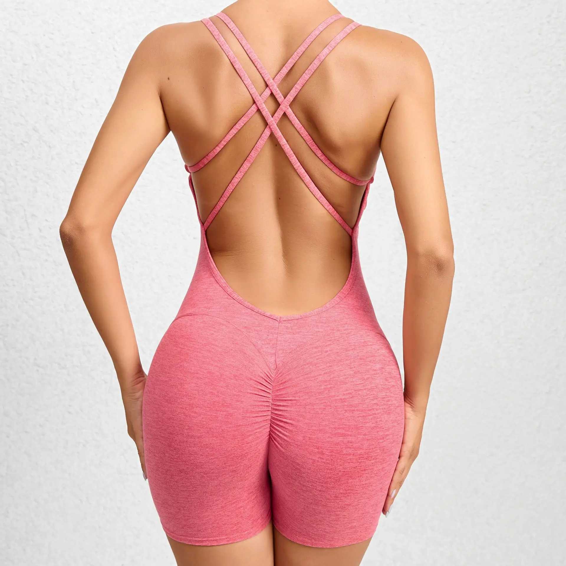 2024 One Pieces Fa Short Jumpsuit Playsuit Sexy Bodysuit Yoga Woman Shorts Fit Sports Workout Overalls Mono Streetwear W241212
