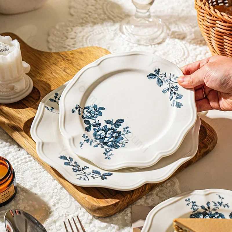 Vintage French style ceramic coffee cup luxurious dessert shop exquisite coffee cup and plate set afternoon tea fruit bowl Y241211