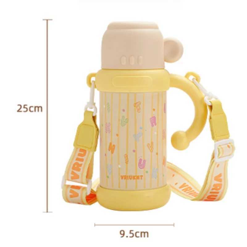 1Pc simple small stainless steel hot cup 800ml girl outdoor travel large capacity direct drinking straw cup easy to use with hand strap Y241211