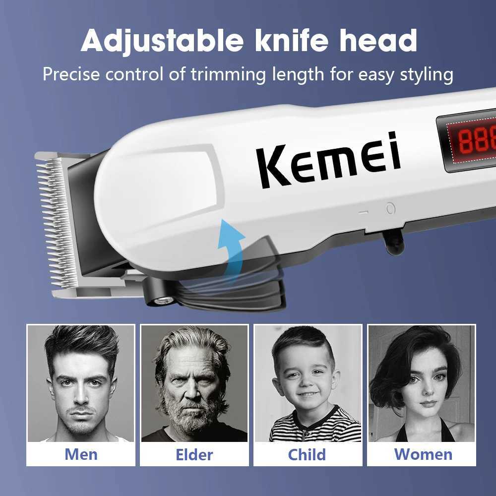 Kemei Professional Electric Hair Clipper Adjustable Electric Hair Clipper Mens Strong Beard Rechargeable Hair Clipper KM-809A W241212