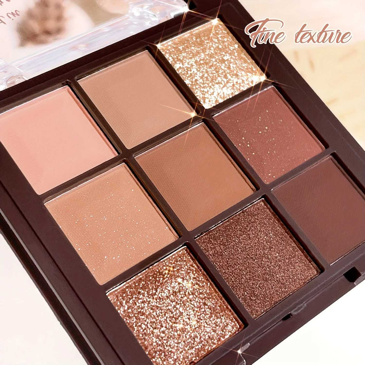 Mocha Chocolate 9 Color eye shadow Tray - brown nude and gold matte natural and sparkling finishes for an amazing lookW241212