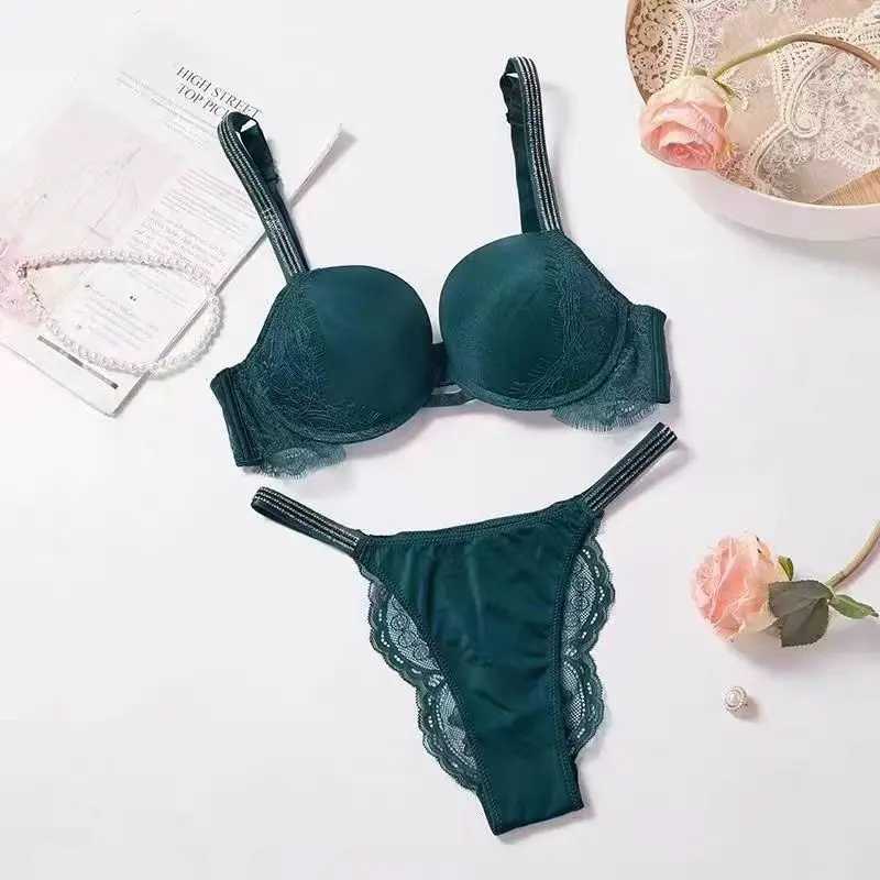 Push Up Underwear With Bulge Bralette Rhine Lingerie Pitted Bra and Panty Set for Women Seamless Brassiere Gathering ChestXJ241212