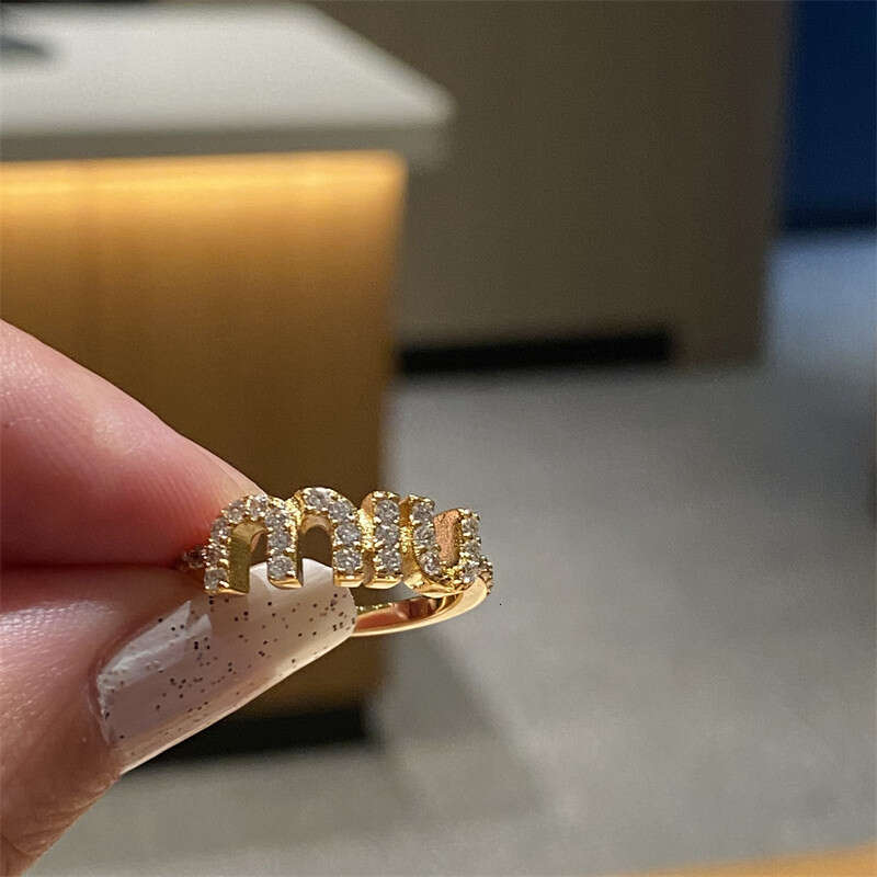 Korean New Letter M Crystal Zircon Adjustable Ring for Women Gold Color Couple Rings Elegant Women's Daily Work Accessories