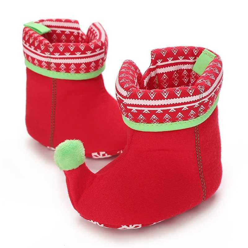 Boots Baby Winter Warm Fleece Christmas Snow Boot Toddler Soft Bottom Anti-Slip Slippers Infant Boys Girls Thicken First Walkers H241212