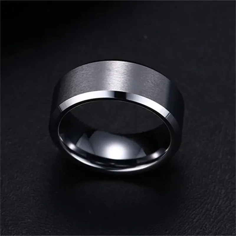 Mens Charm Jewelry Ring Womens Stainless Steel Black Wedding Engagement Band High Quality Matte 241210