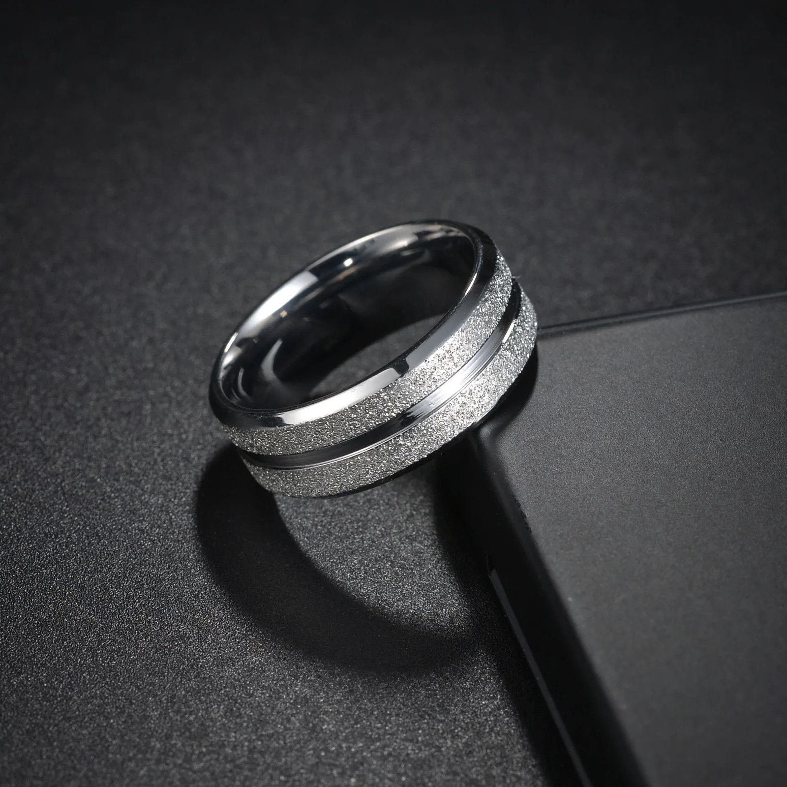 Simple 8mm Mens Couple Black Ring Matte Finish Finger Jewelry Wedding Gift 241210