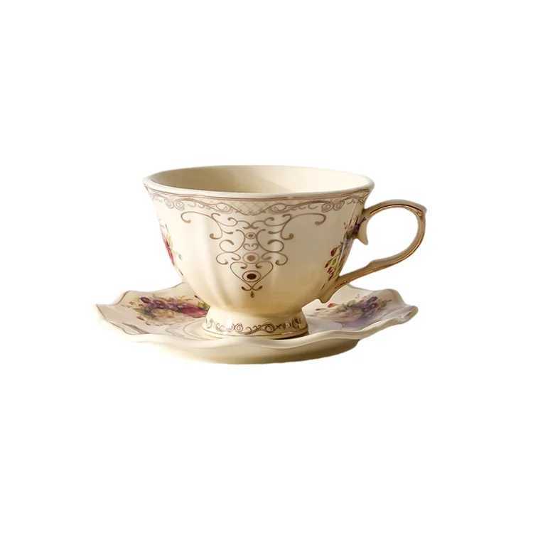 British rose coffee coaster luxury gold edged ceramic coaster and vintage high beauty flower tea coaster water cup Y241211