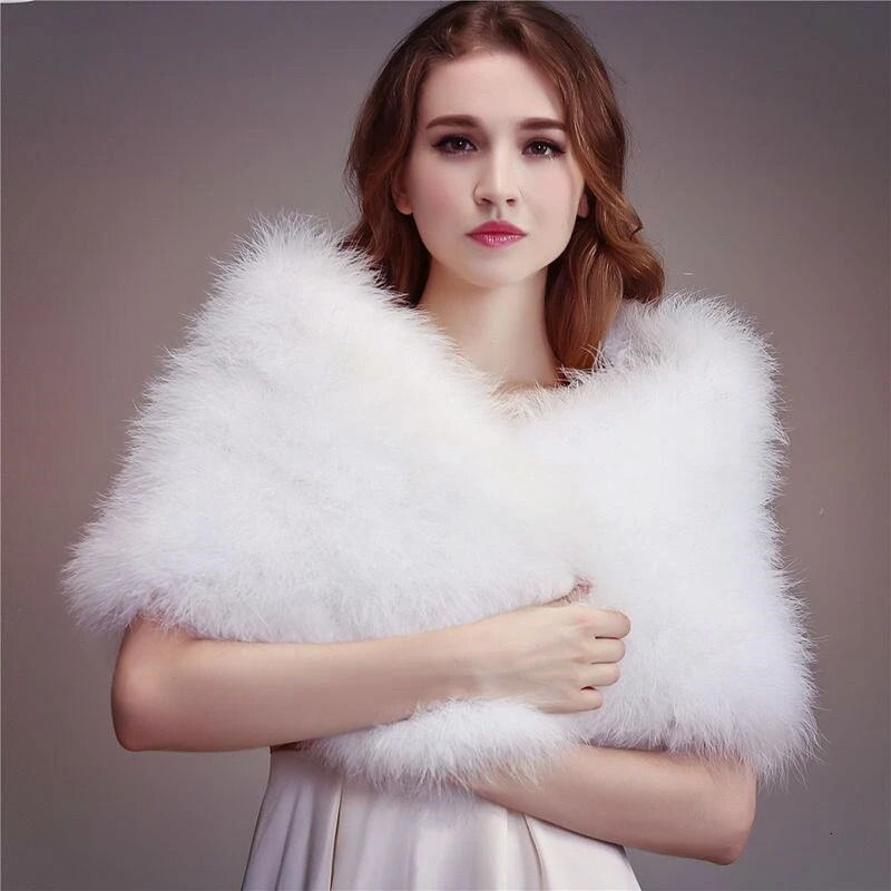 IANLAN leisure solid ostrich feather shawl bag suitable for female bride wedding stolen lady real Turkiye fur scarf IL00035 241212