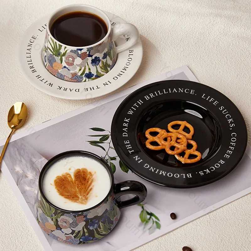 Stylish Rantic Flowers coffee cup set afternoon tea g-lamp luxurious table holder couple cup family table holder Y241211