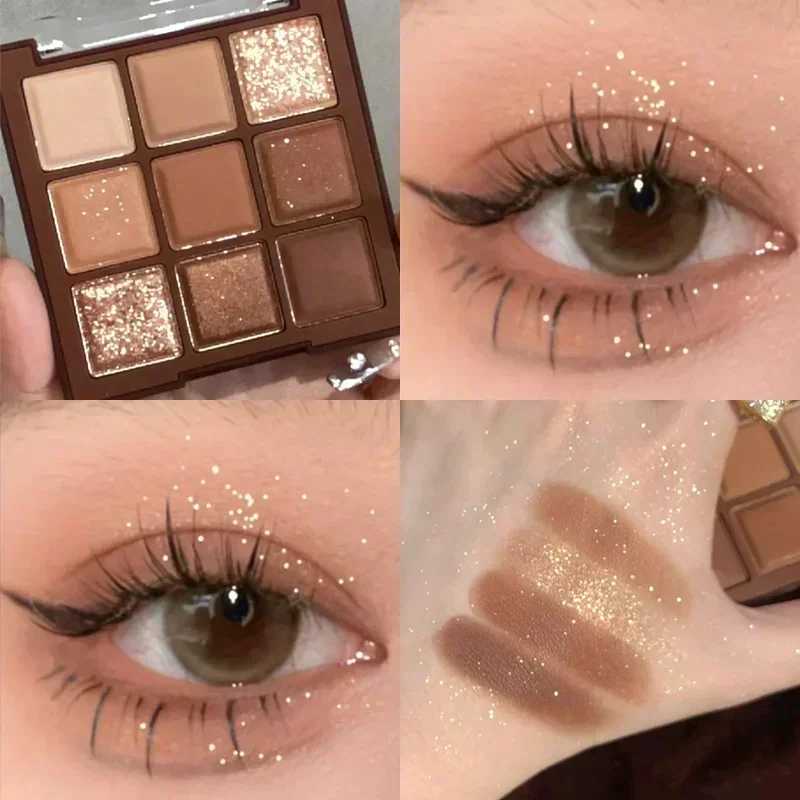 9 Color Chocolate eye shadow Palette Matte Earth Color eye shadow Tray Shiny Sequins eye shadow Lasting MakeupW241212